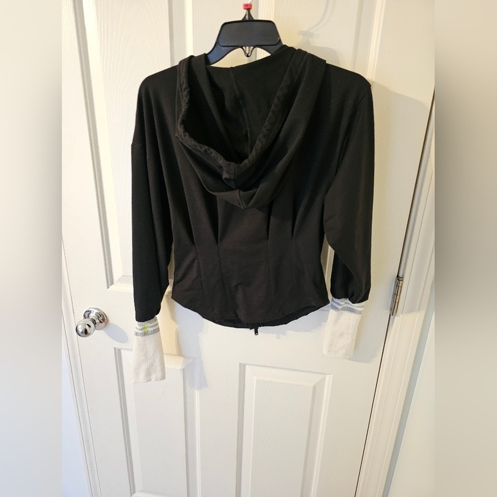 Free People Movement Black Corset Double Full Zip Knit Cuff Jacket Size M - Picture 5 of 7